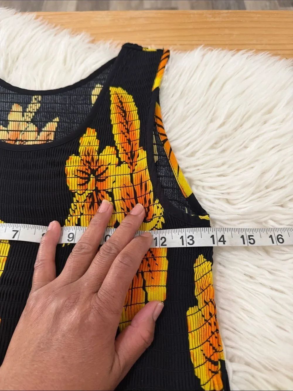 Sleeveless Black Midi Dress with Yellow Floral Print Size S - Picture 3 of 7